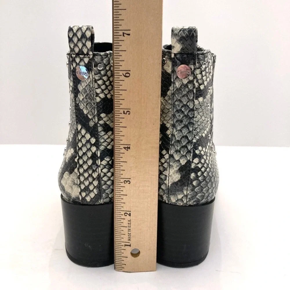 Circus by‎ Sam Edelman Jenna Boots Bootie Snake Faux Leather Studded Womens 6.5